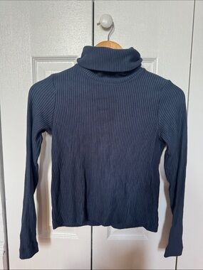 Club Monaco XS Ribbed Turtleneck Top in Deep Navy